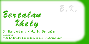 bertalan khely business card